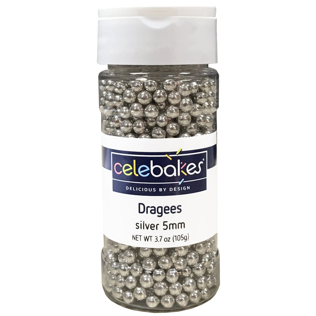 Silver 4mm Dragees, 3.7 oz.  #7500-785815S - Papagino Foods Inc.