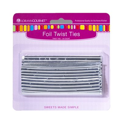 Silver Metallic Twist Ties 50-pack #  5719-0000 - Papagino Foods Inc.