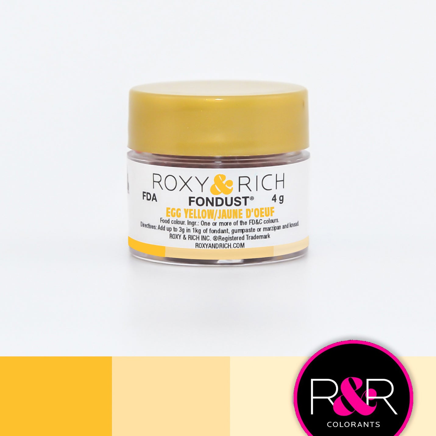 Roxy & Rich Egg Yellow Fondust  (# F4-004) 4 G - Papagino Foods Inc.
