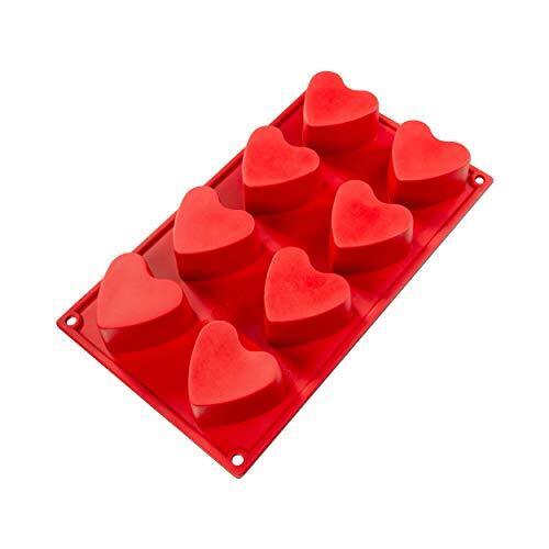 Fat Daddio, Silicone Baking Mold, Heart, 3 oz, 2.36 in x 1.38 in, 8 Cavities (SMF040)