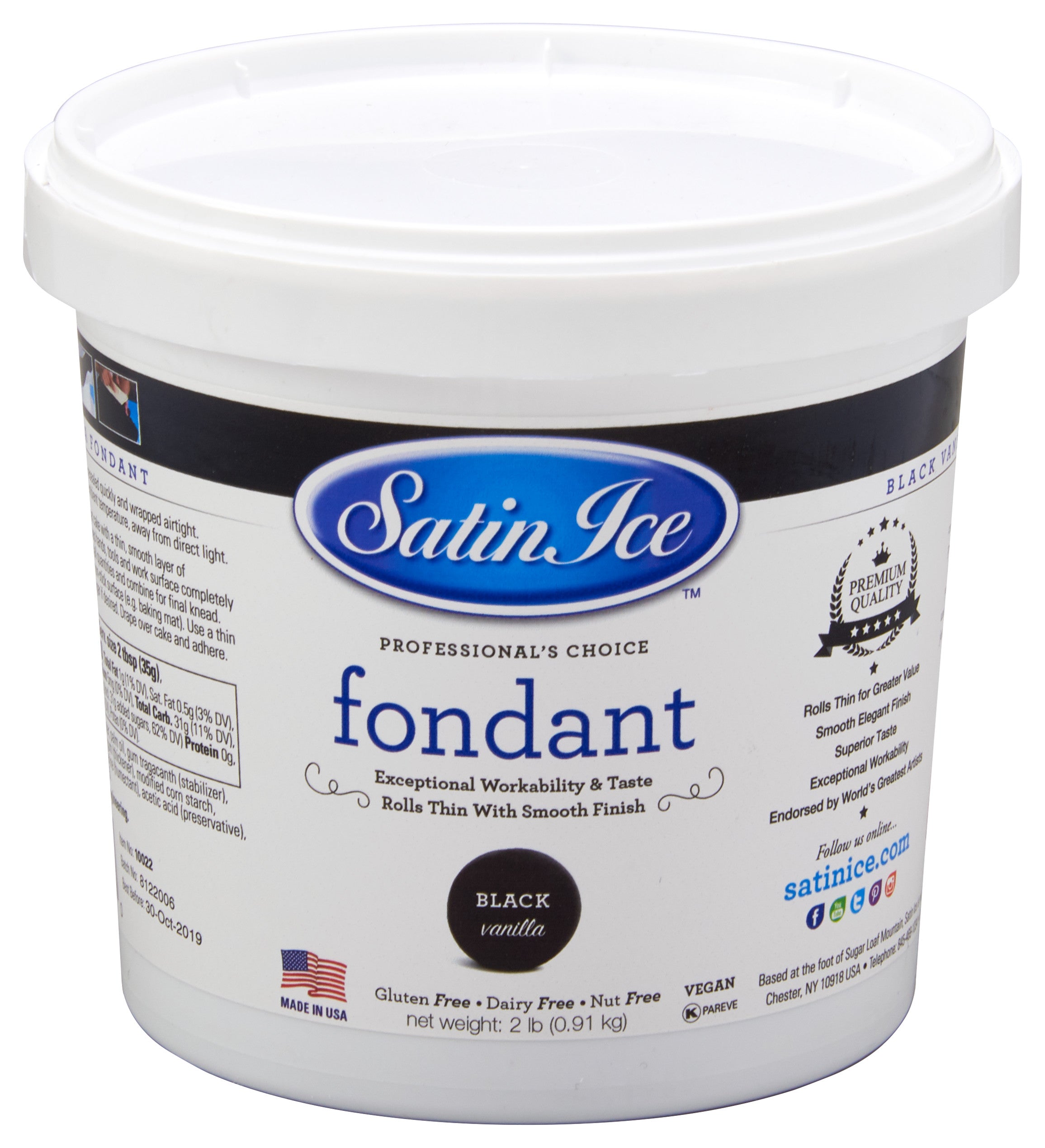 Satin Ice Black Fondant 1 kg (2.2 lbs) - Papagino Foods Inc.